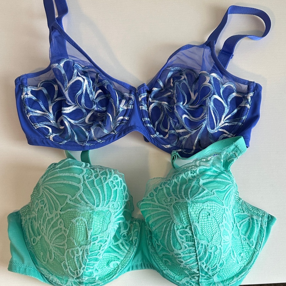 Paramour Blue and Green Lace Bras